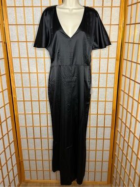 Elegant Black Satin V-Neck Romper